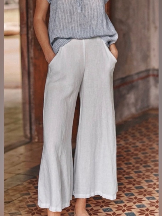 Cp Shades Wendy Linen Pants White Size Small Vacation Neutral Beach Minimalist
